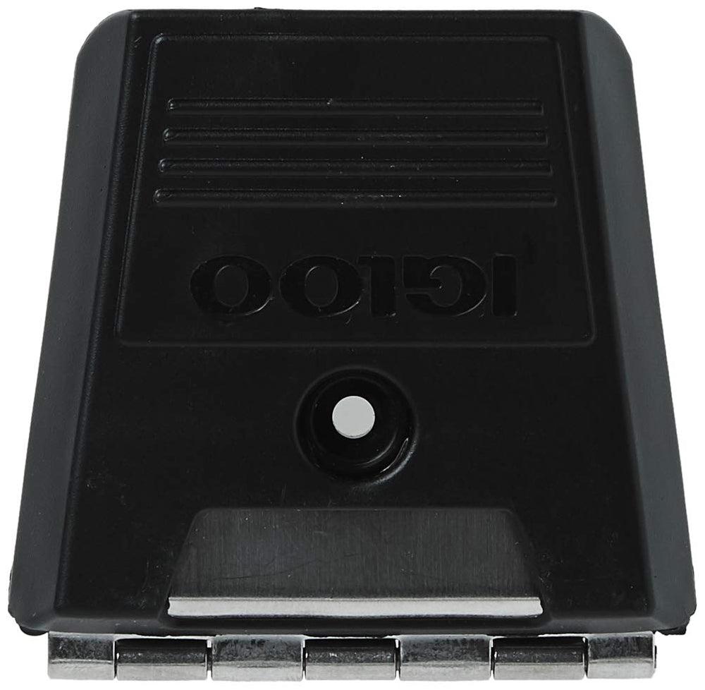 Igloo hybrid latch beveled edge demonstrates reduced breakage risk during use.