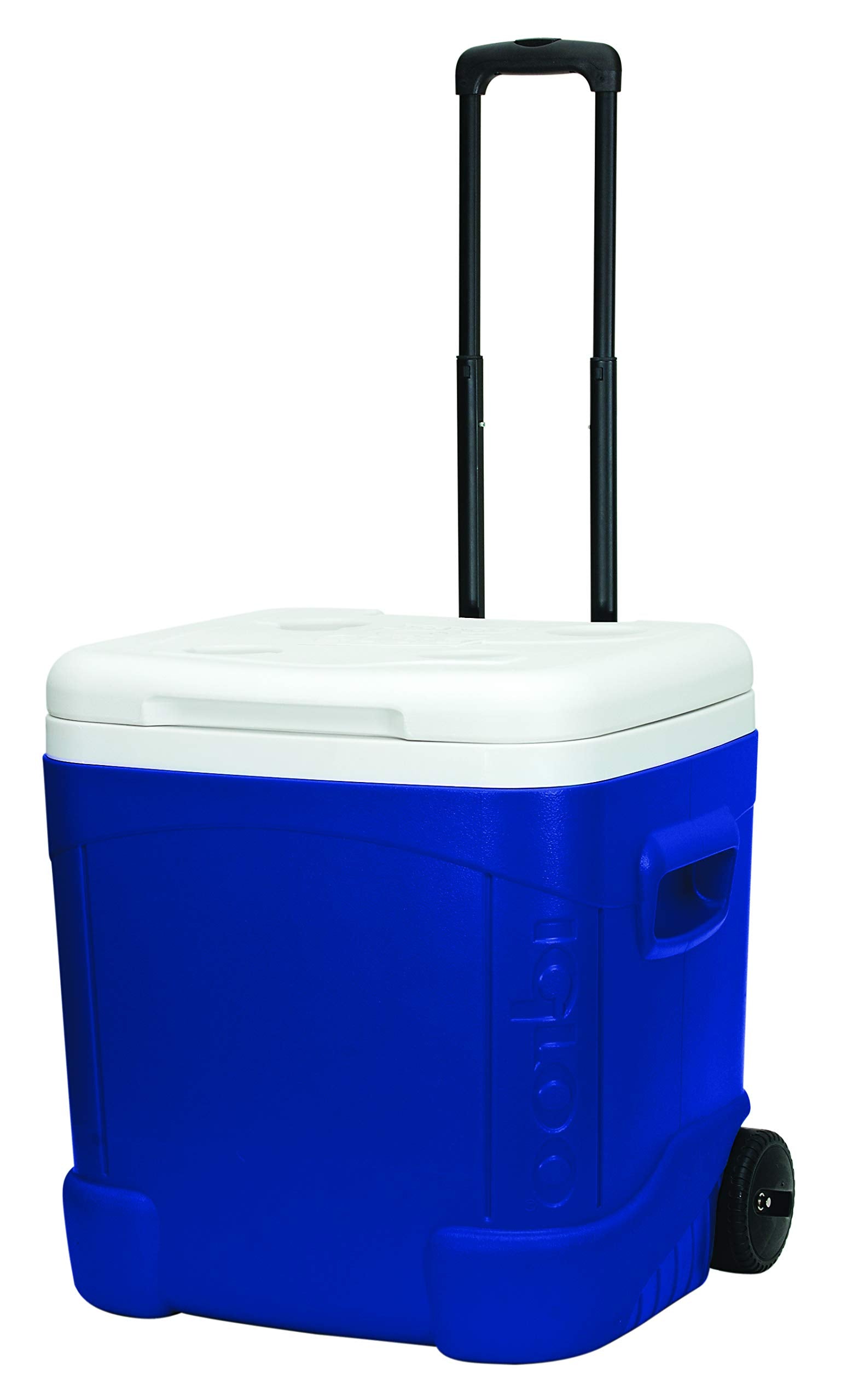 Igloo Ice Cube 60-Quart Roller Cooler Ocean Blue shows ample cold storage for gatherings