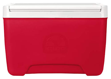 Igloo Island Breeze 9 Qt cooler, Diablo Red, lid open showing cup holder—ideal for quick refreshments.