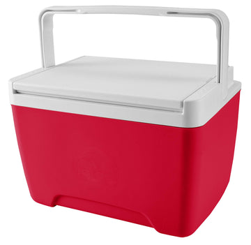 Igloo Island Breeze 9 Qt cooler, Diablo Red, side view for easy portability on outings.