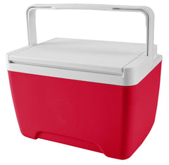 Igloo Island Breeze 9 Qt cooler, Diablo Red, side view for easy portability on outings.