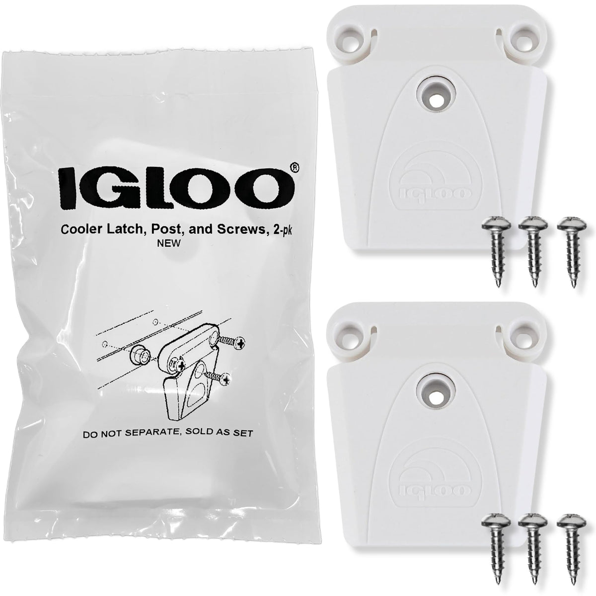 Igloo latch 2-pack front view, demonstrating simple installation for a quick replacement