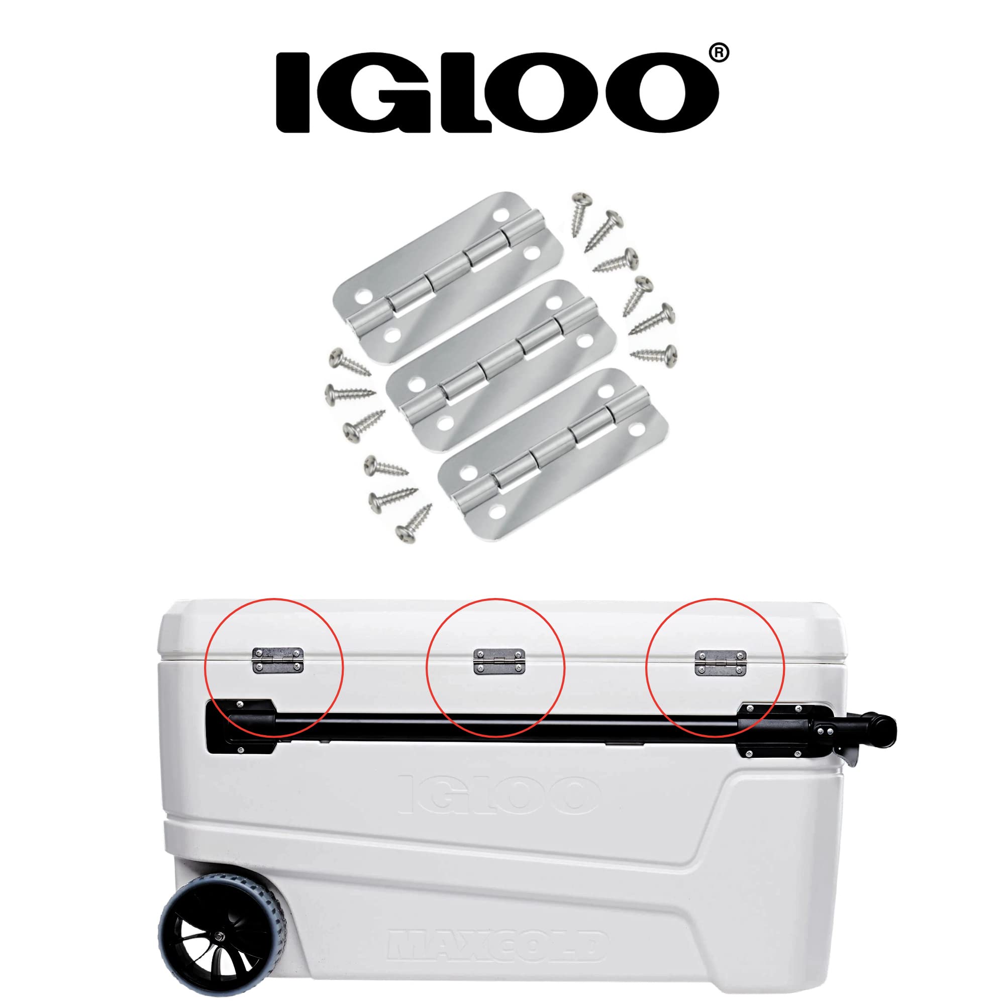 IGLOO latch installed on cooler in assembled view highlighting concealed screw heads.