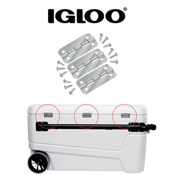 IGLOO latch installed on cooler in assembled view highlighting concealed screw heads.
