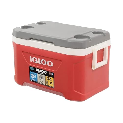Igloo Latitude 52 Ind White liner cooler featuring flat bail for storage