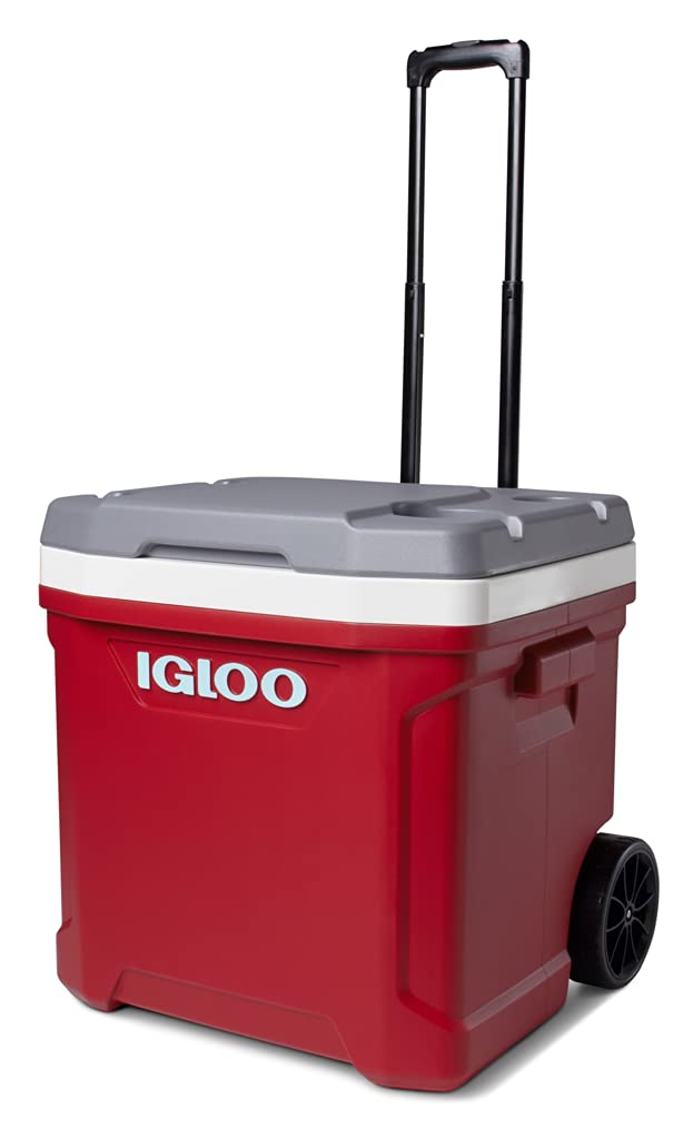Igloo Latitude 60 Roller Ind Red front view showing portable outdoor cooler.