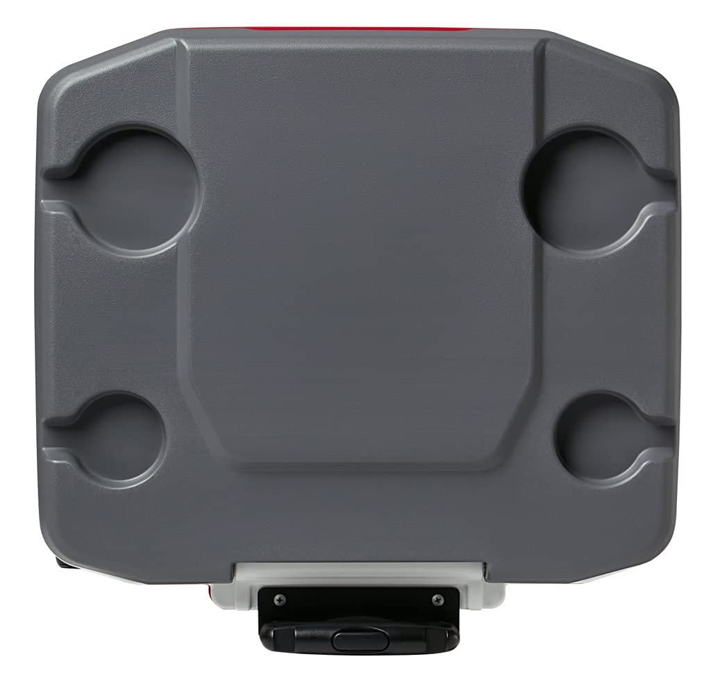 Igloo Latitude 60 Roller Ind Red lid detail and ergonomic design.