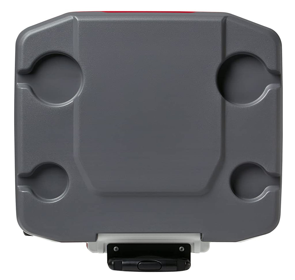Igloo Latitude 60 Roller Ind Red lid detail and ergonomic design.