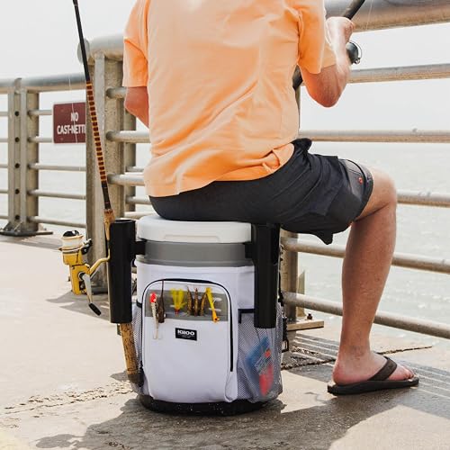 Igloo Marine 20 Qt cooler bucket MOLLE webbing for attaching gear and tools.