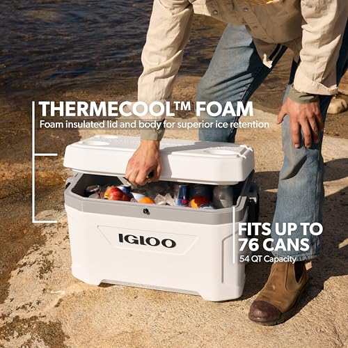 Igloo Marine Ultra Cooler lid open shows accessible interior for quick cooling
