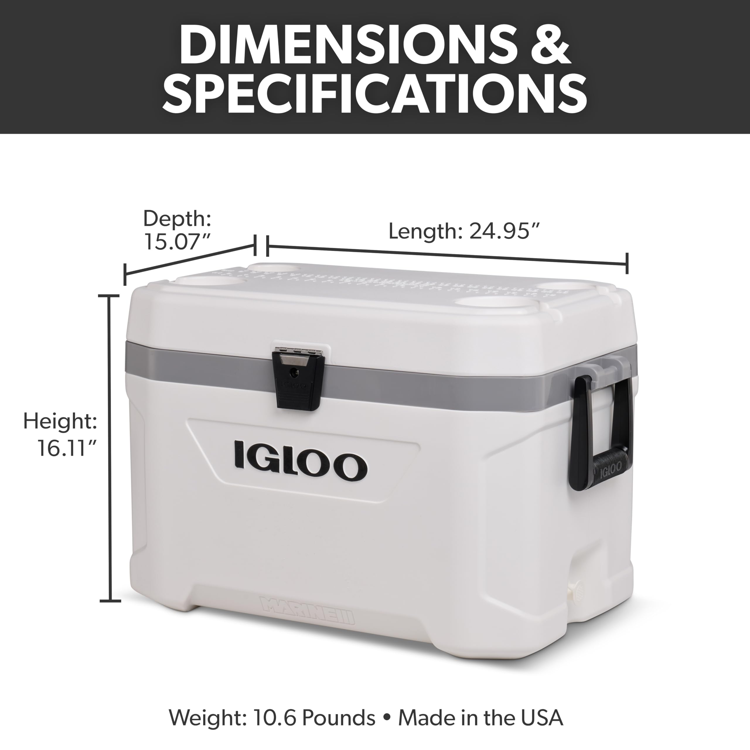 Igloo Marine Ultra Cooler Riteflex hinges support smooth, durable lid movement