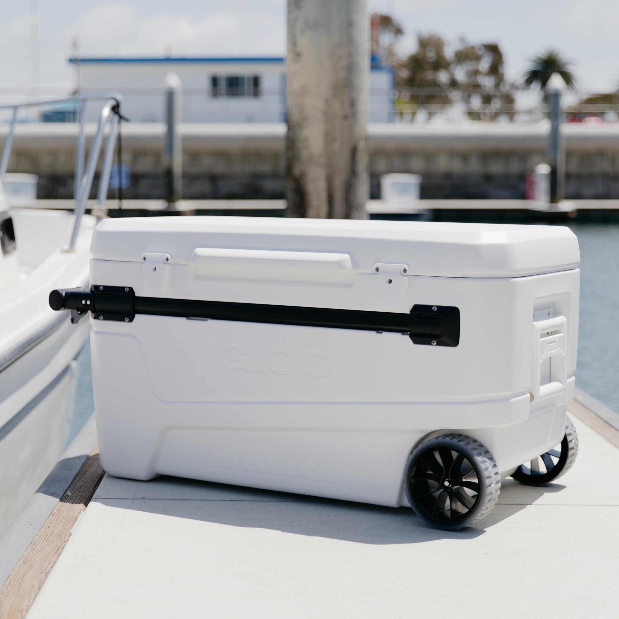 Igloo MaxCold Glide 110qt cooler Ultratherm foam supports long ice retention.