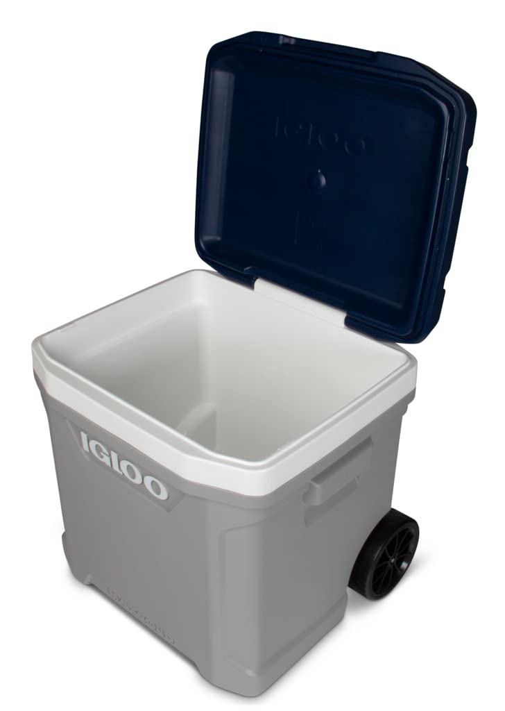 Igloo MaxCold Latitude 62 Qt roller cooler built-in drink holders keep beverages handy
