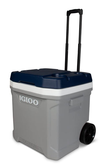 Igloo MaxCold Latitude 62 Qt roller cooler locking handle for easy rolling