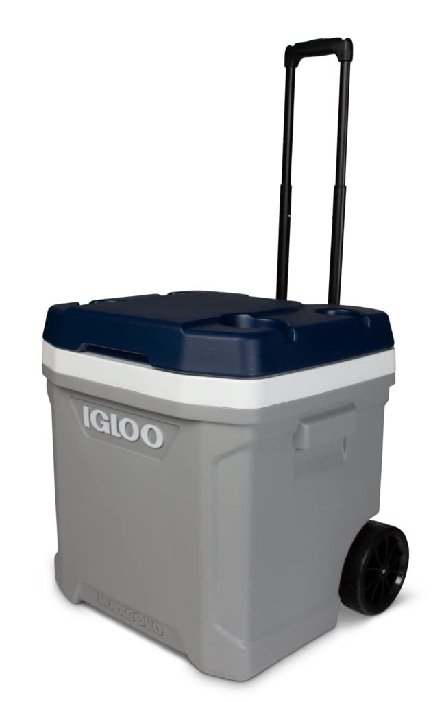 Igloo MaxCold Latitude 62 Qt roller cooler locking handle for easy rolling