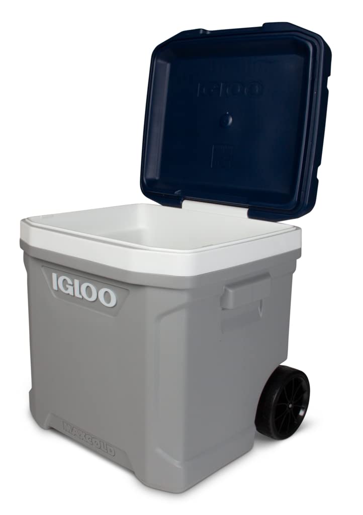 Igloo MaxCold Latitude 62 Qt roller cooler insulated lid preserves cold beverages