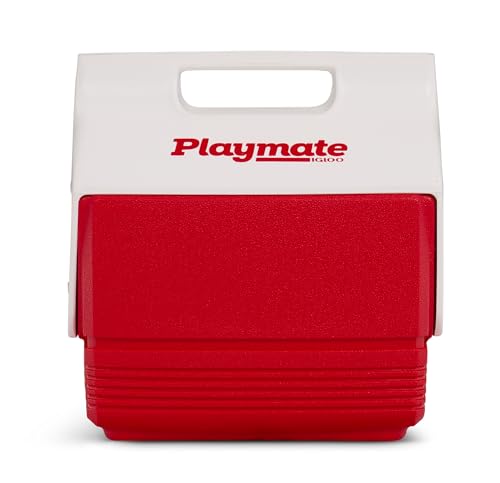 Igloo Mini Playmate with lid open on the side for easy access to contents.
