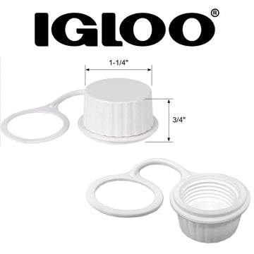 Igloo plastic tether attached cap prevents loss during transport