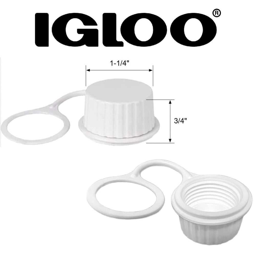 Igloo plastic tether attached cap prevents loss during transport