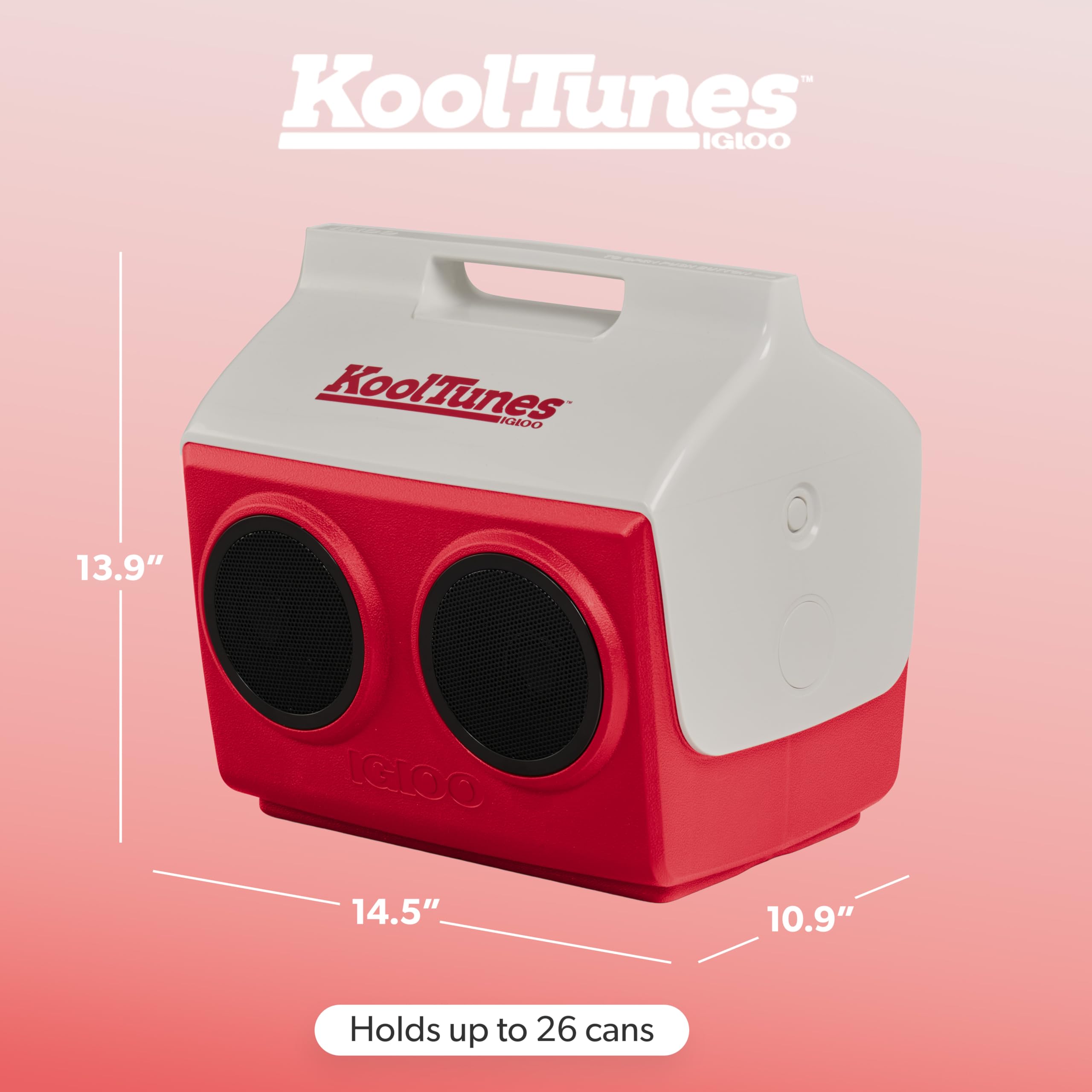Igloo Playmate Kool Tunes IP56 resistance shown on rugged exterior for outdoors.