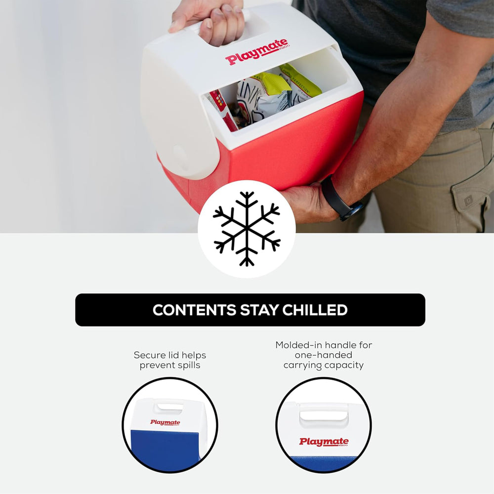 Igloo Playmate Pal 7 Qt cooler with handle for effortless transport.