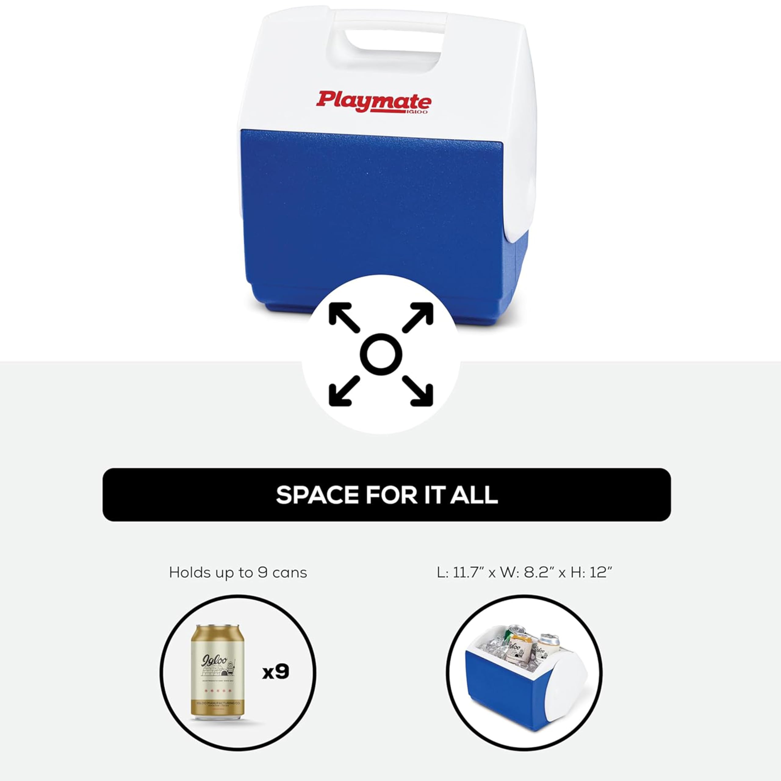 Igloo Playmate Pal 7 Qt cooler side view highlighting compact silhouette.