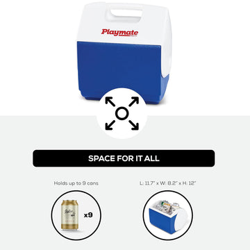 Igloo Playmate Pal 7 Qt cooler side view highlighting compact silhouette.