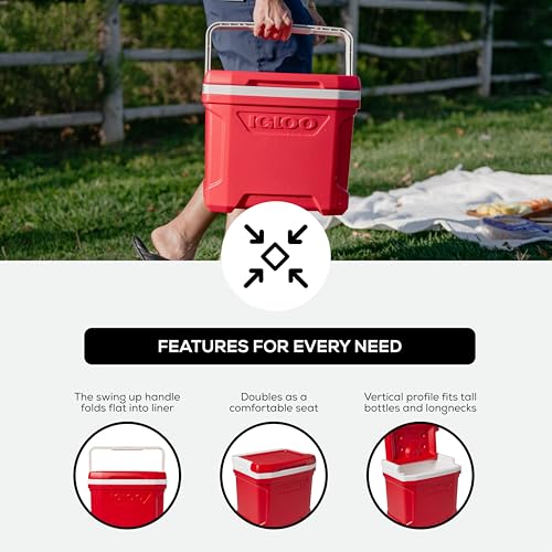 Igloo Profile II red bail handle folded for flat stacking and storage