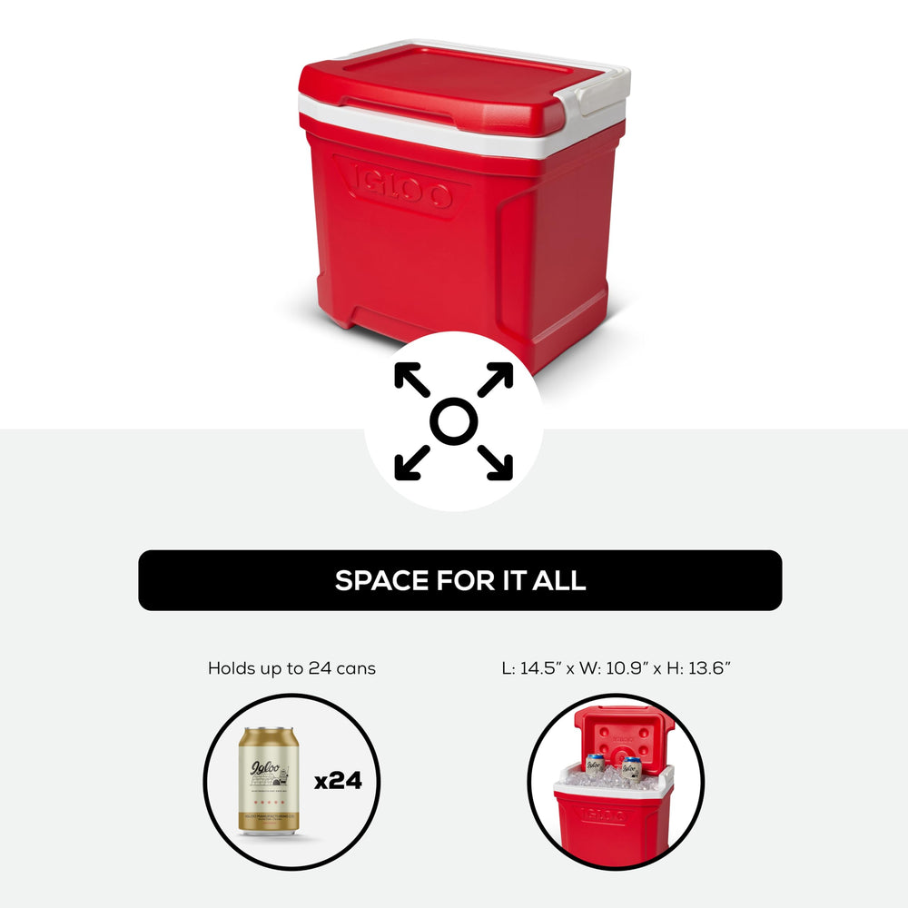 Igloo Profile II red interior with vertical profile fits tall bottles