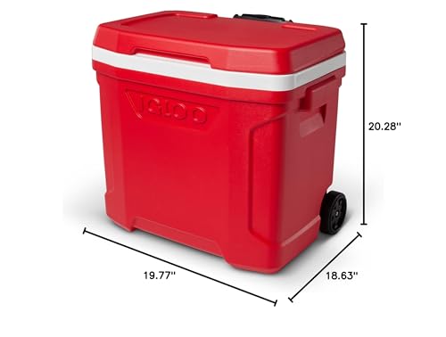 Igloo Red Profile II 60 Roller drain plug for quick draining.