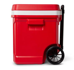 Igloo Red Profile II 60 Roller locking handle close-up.