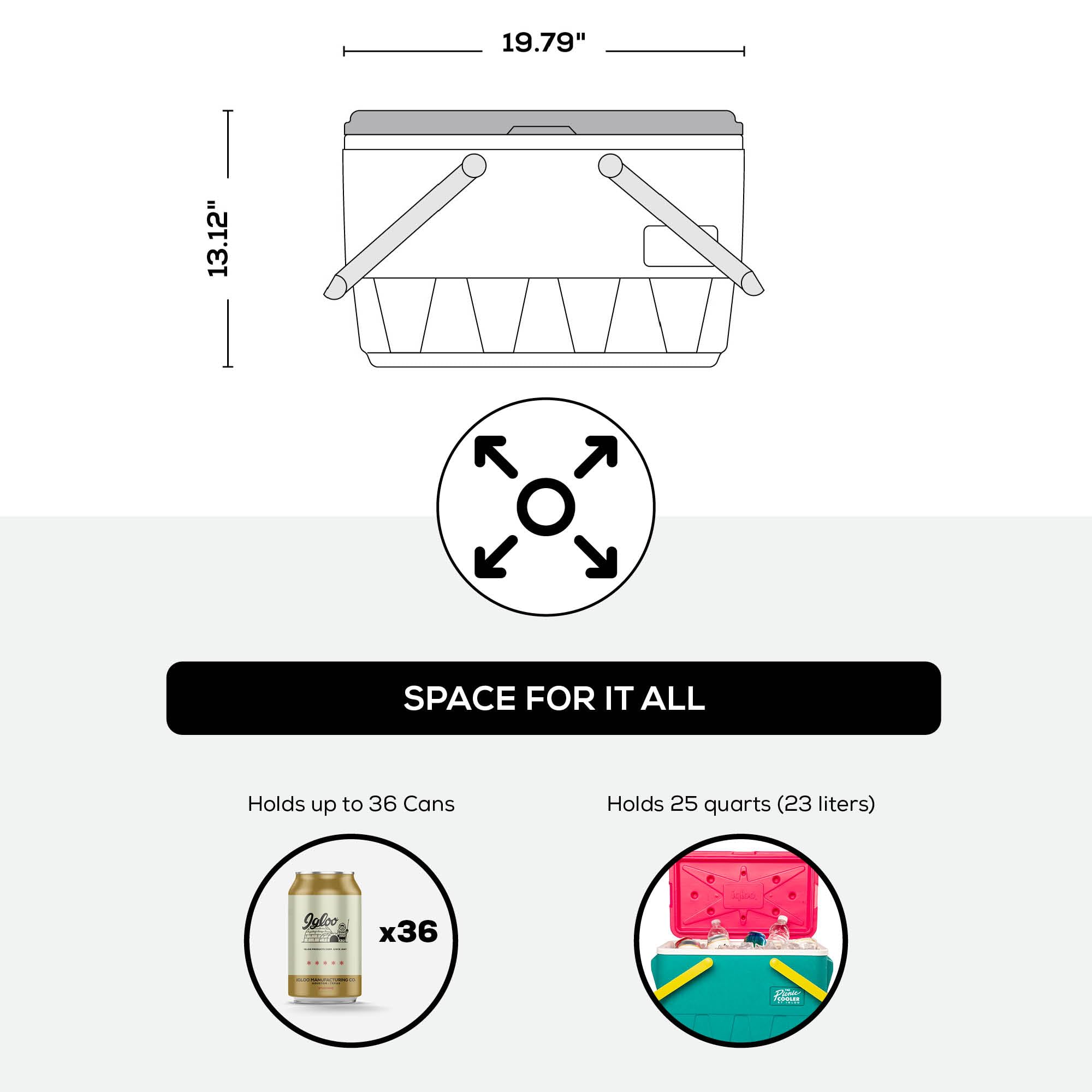 Igloo Retro 25-quart capacity holds up to 36 cans for picnics and beach days