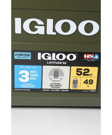 Igloo Sportsman Latitude 52 size 25 x 14.6 x 15.2 inches.