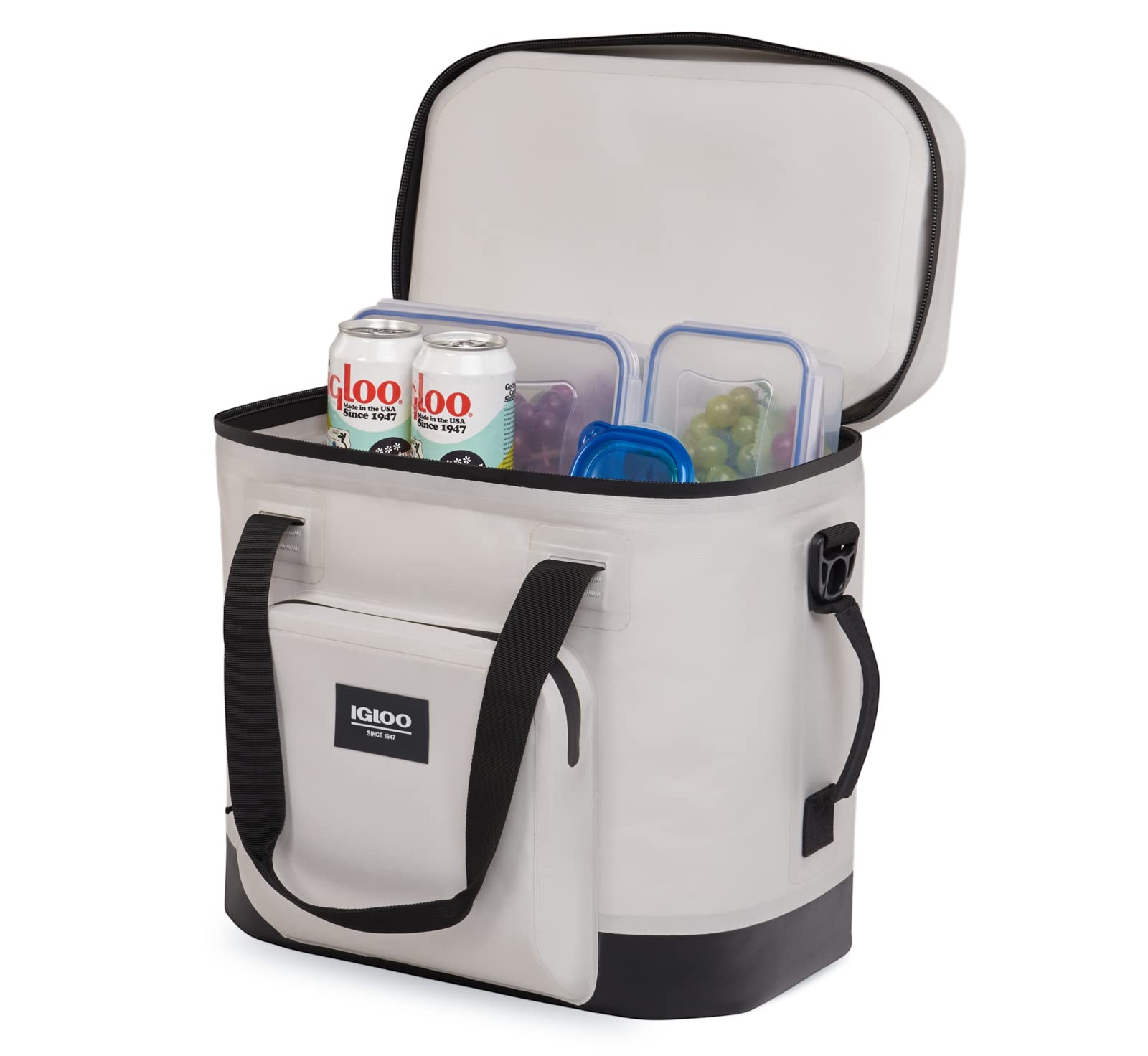 Igloo Trailmate 30-Can Cooler Bag holds up to 30 cans inside.