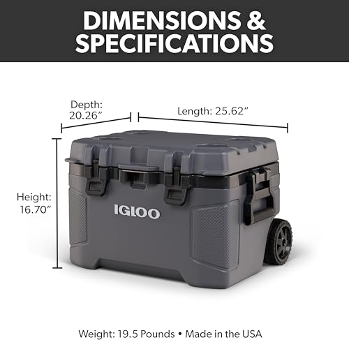 Igloo Trailmate 52Qt cooler side view emphasizes sturdy shell and storage space