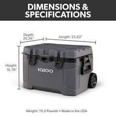 Igloo Trailmate 52Qt cooler side view emphasizes sturdy shell and storage space