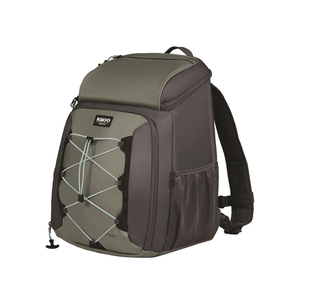 Igloo 30 Can Voyager Backpack with front hex bungee, secure cargo during outdoor adventures.