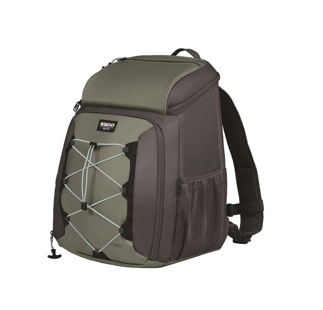 Igloo 30 Can Voyager Backpack with front hex bungee, secure cargo during outdoor adventures.