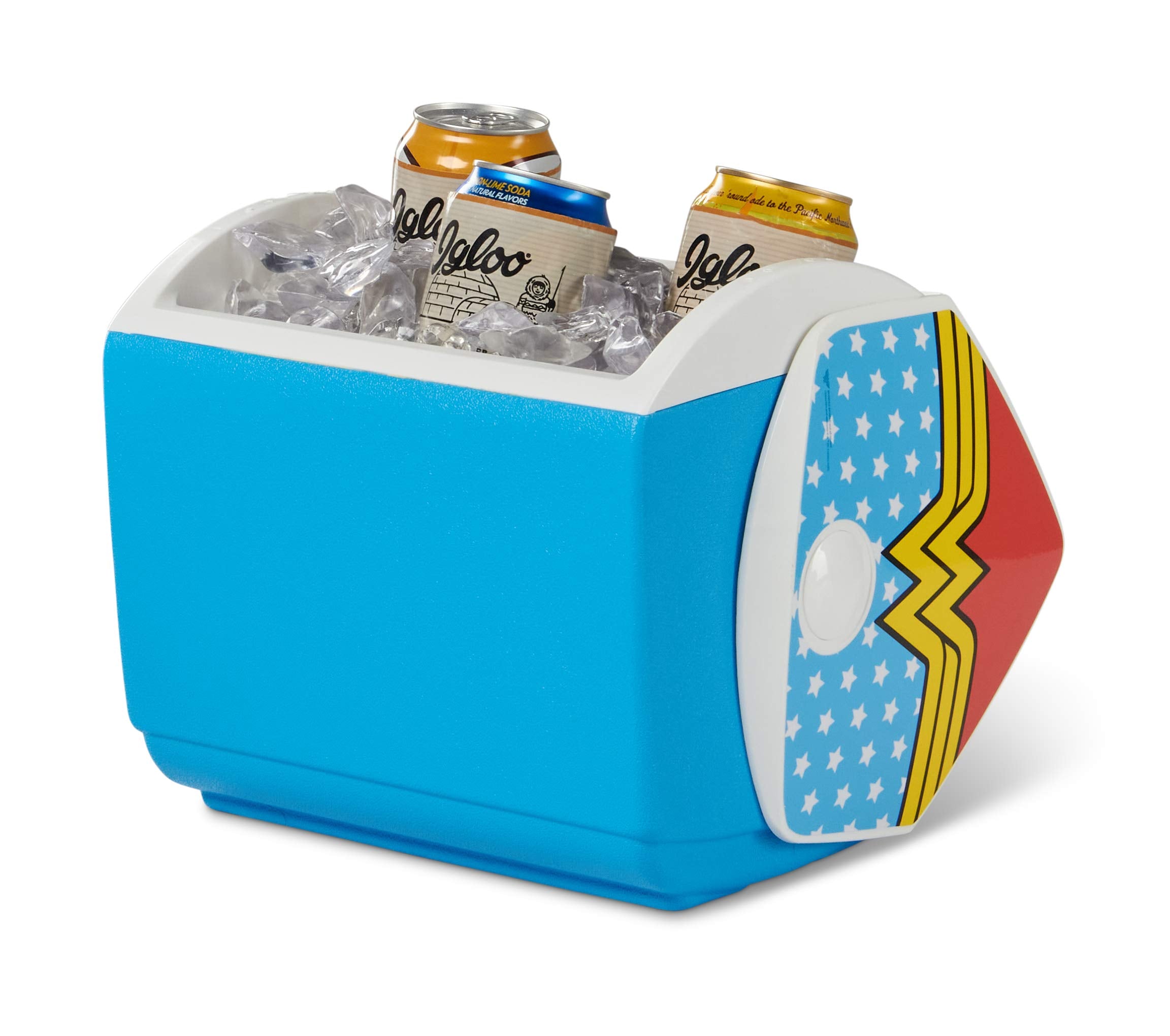 Igloo Wonder Woman Playmate Pal contents view highlighting compact 7-quart capacity.