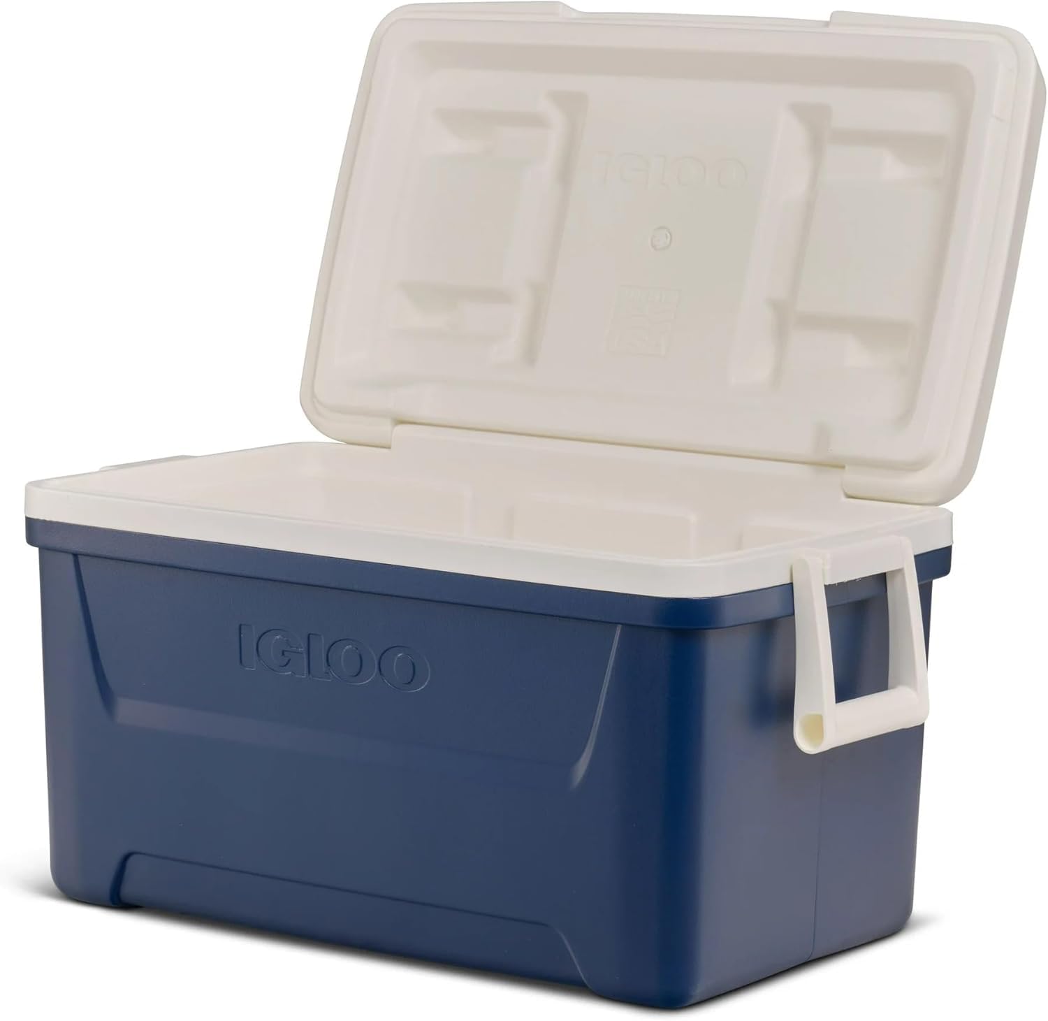 Igloos 48-quart cooler interior capacity accommodating up to 76 cans