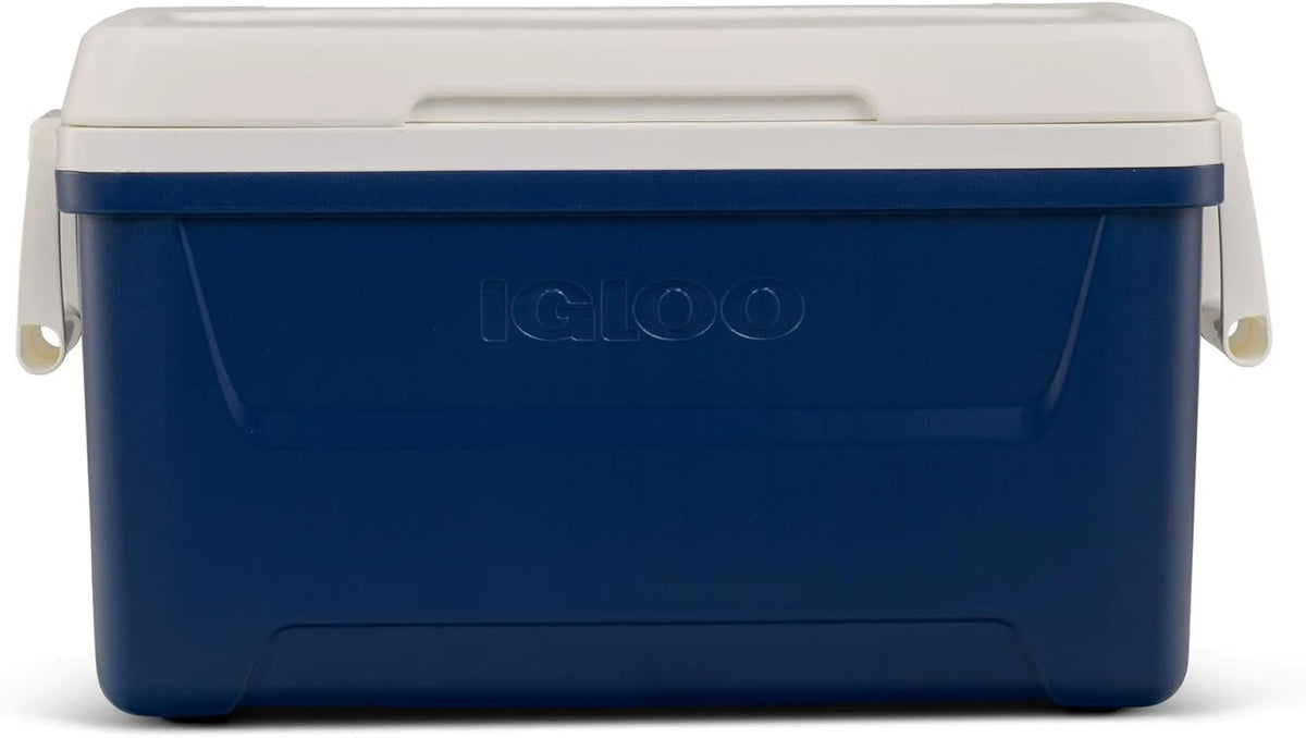 Igloos 48-quart cooler navy front view showing sturdy outdoor-ready design