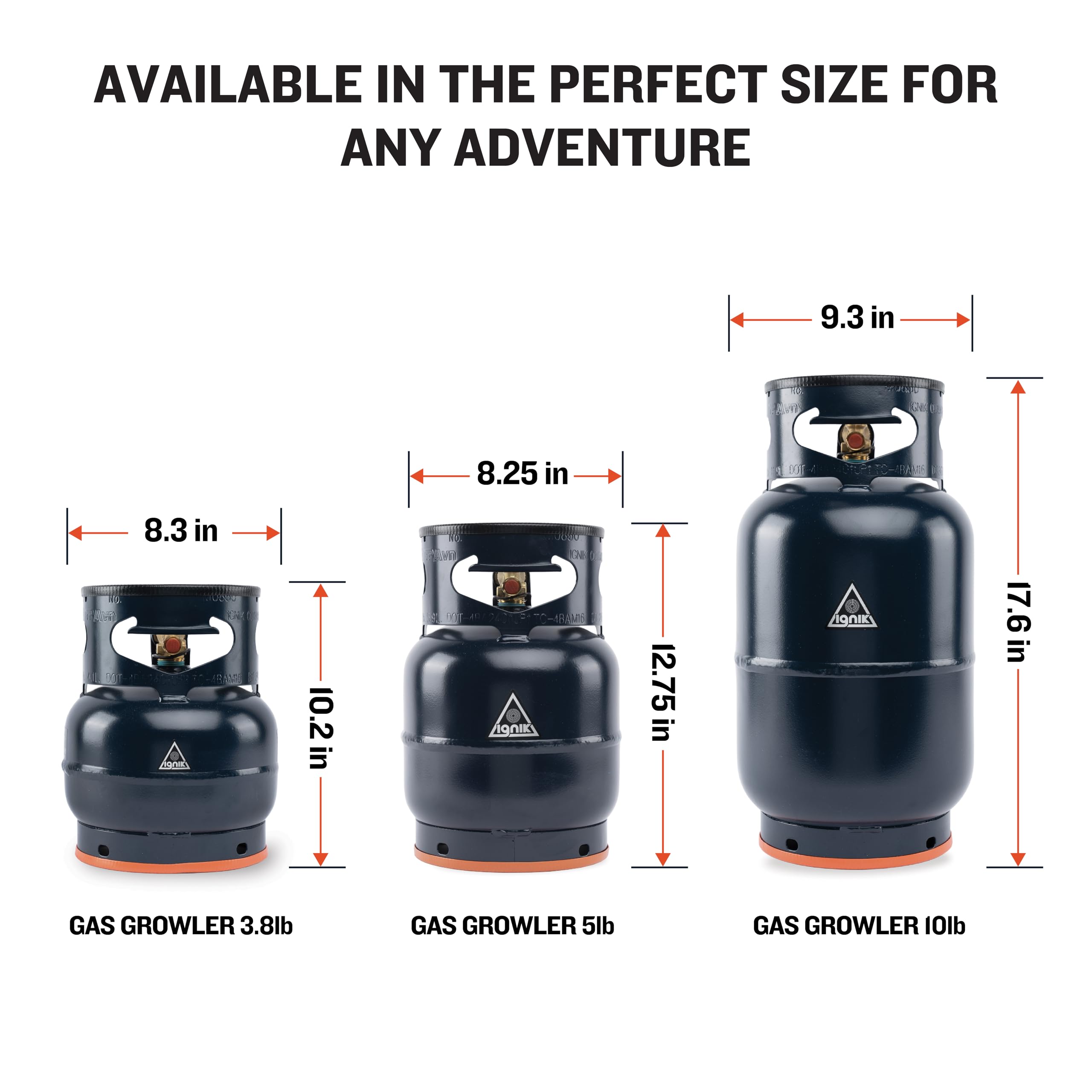 Ignik 10lb blue growler in use at camp stove for outdoor cooking.