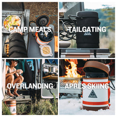 Ignik mountain case protects the blue tank during travel and outdoor adventures.