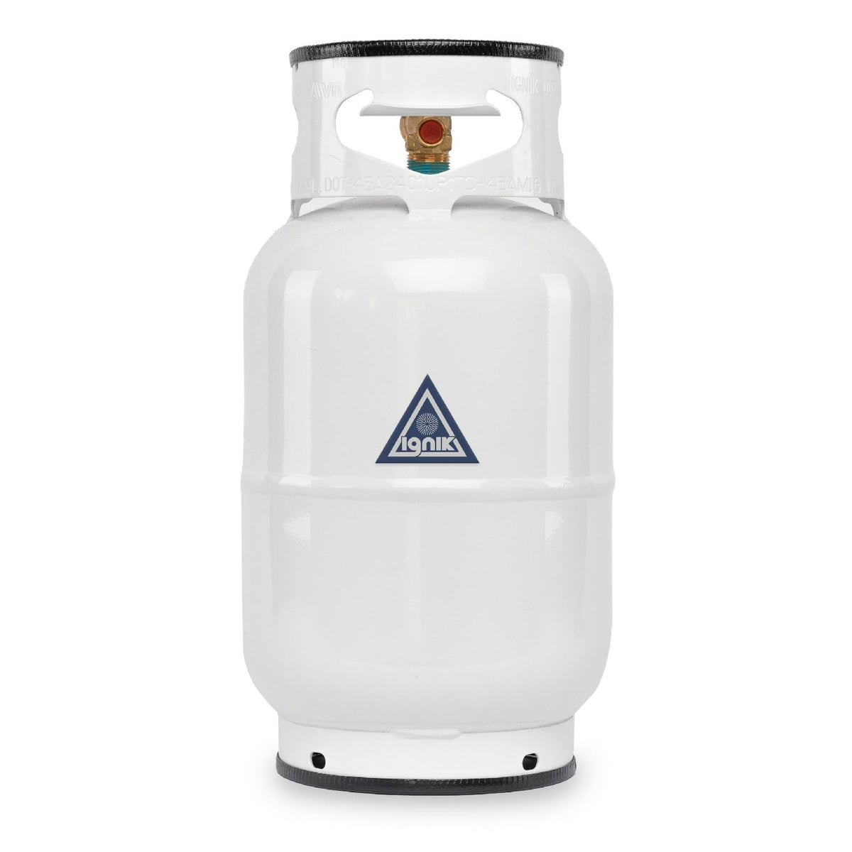 Ignik refillable gas growler propane tank 10lb white front view for portable outdoor cooking fuel.