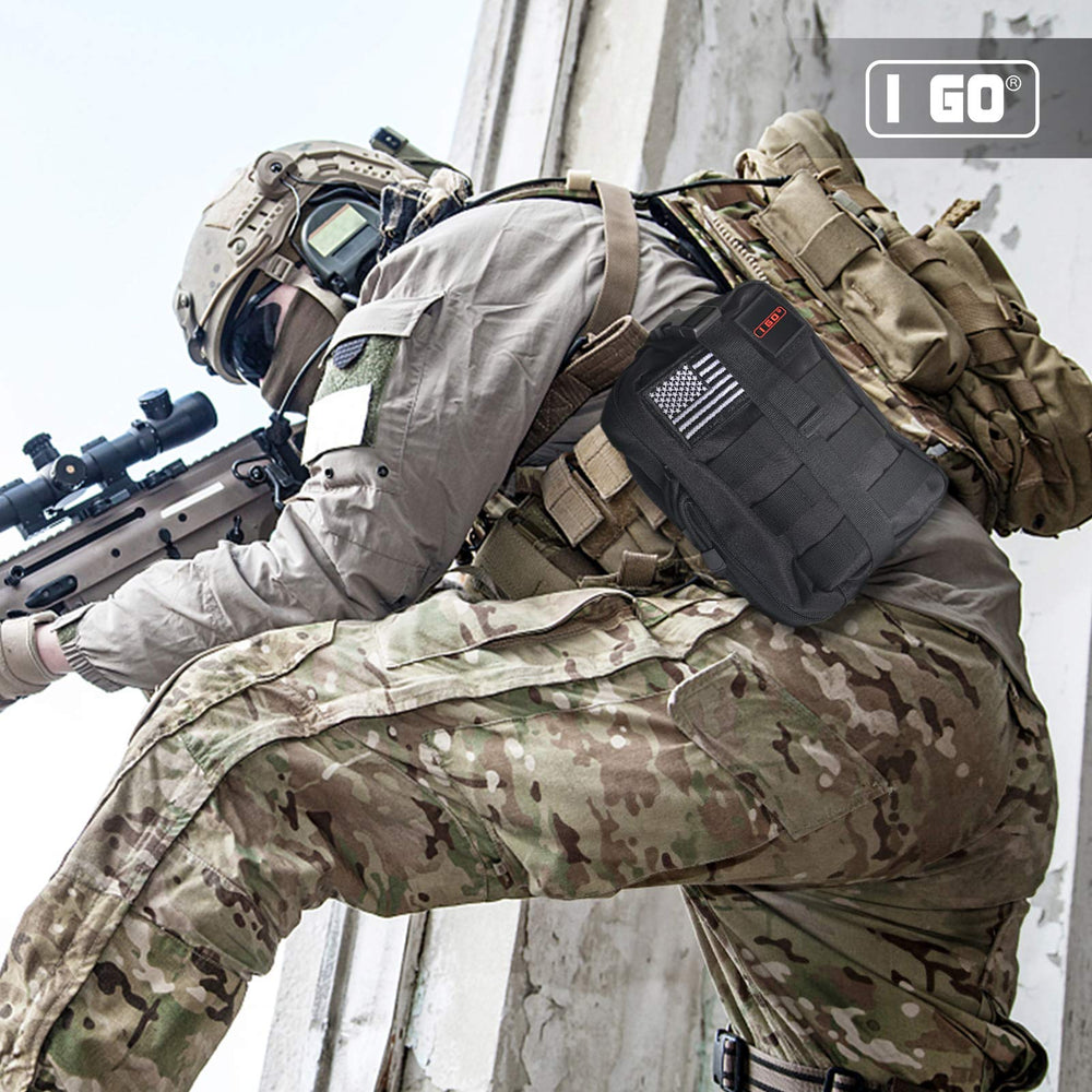I GO MOLLE attachment straps secure the pouch to compatible bags