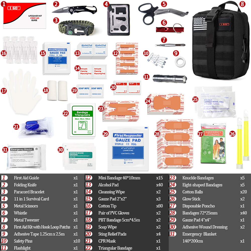 I GO Survival Gear includes 9 pieces for quick readiness outdoors