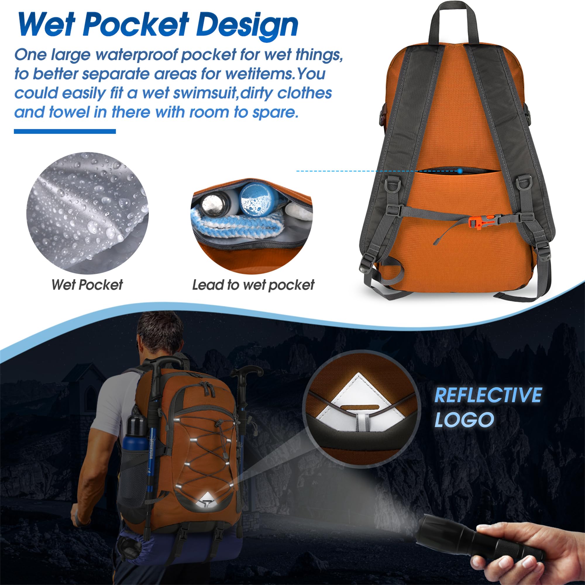 IGOLUMON backpack reflective safety signs boost visibility in low light.