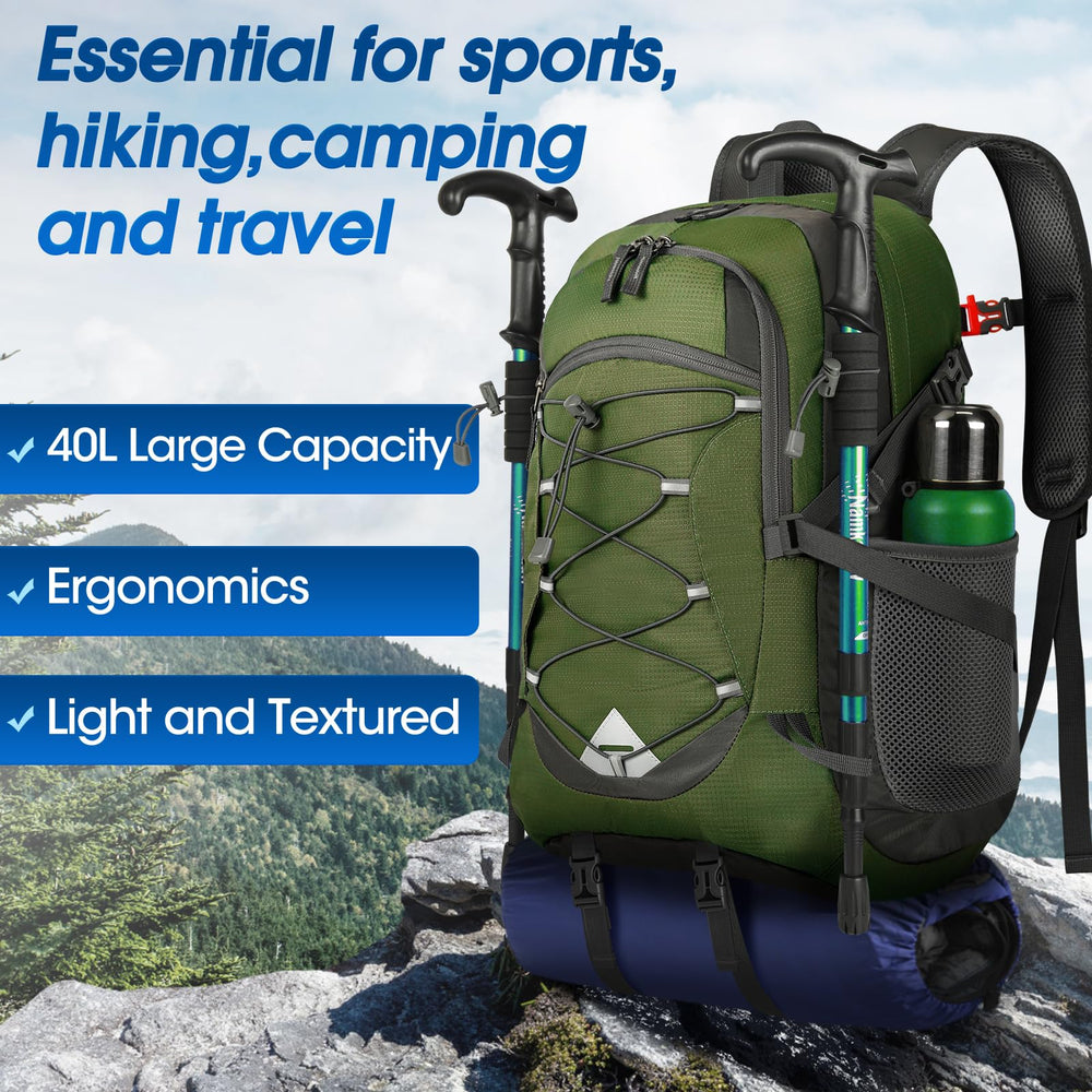 IGOLUMON Hiking Backpack 40L reflective signs for nighttime visibility.