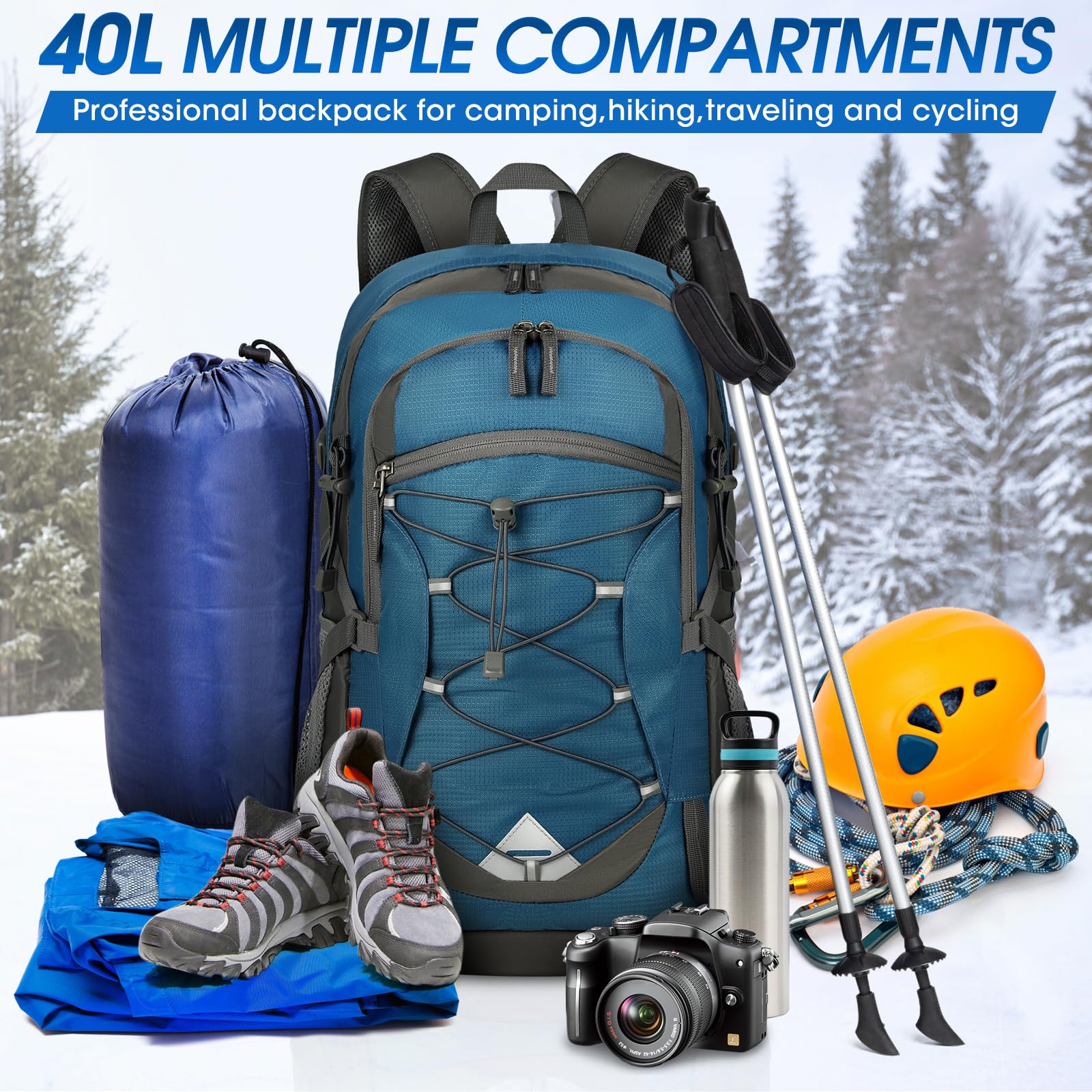 IGOLUMON 40L backpack breathable shoulder straps for extended comfort.
