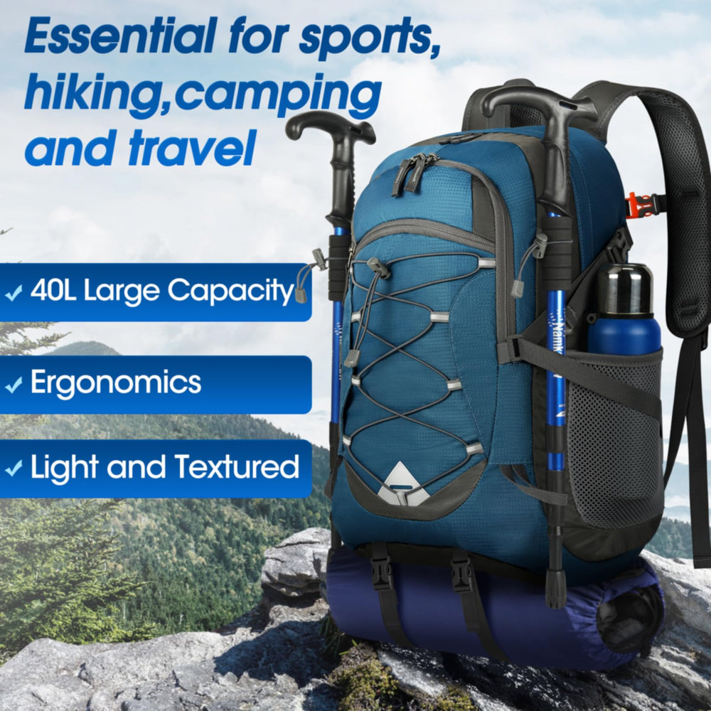IGOLUMON 40L trekking-poles attachment on side for gear versatility.